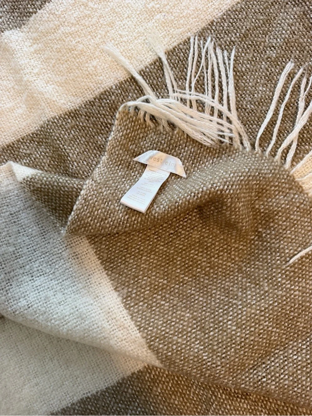 Neutral Striped West Elm Throw Blanket